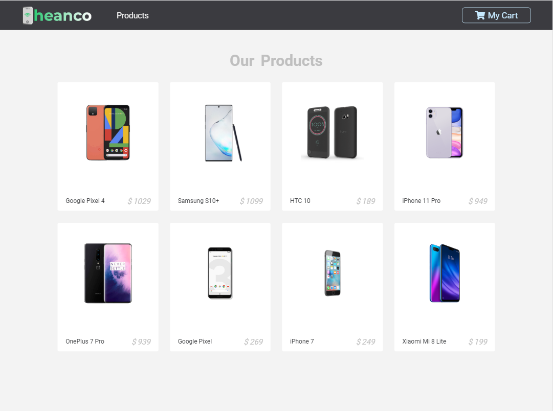Heanco store main page